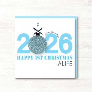 Personalised Handmade Baby Boy's 1st Christmas Card