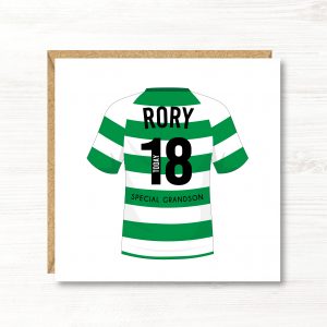 Personalised Football Birthday Card, Celtic Colours, Any Age, Any Relation
