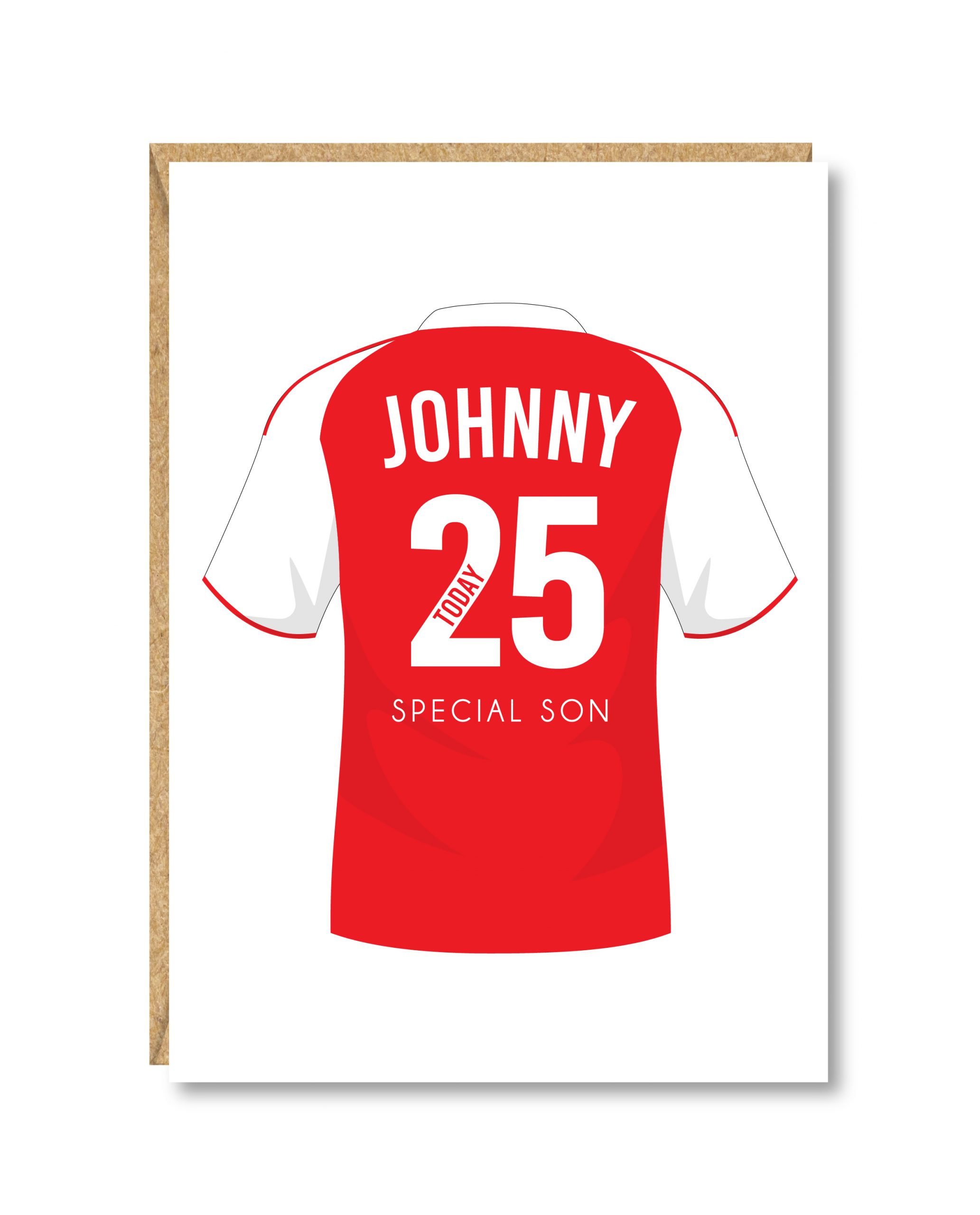 A5 Large Personalised Football Birthday Card, Arsenal Colours, Any Age, Any Relation - Image 2
