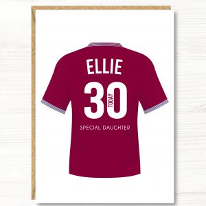 A5 Large Personalised Football Birthday Card, West Ham Colours, Any Age, Any Relation