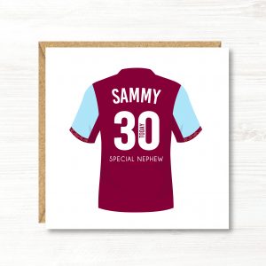 Personalised Football Birthday Card, Aston Villa Colours, Any Age, Any Relation