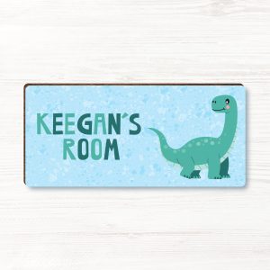 Personalised Dinosaur Boys Wooden Bedroom Door Sign, Plaque, Gift