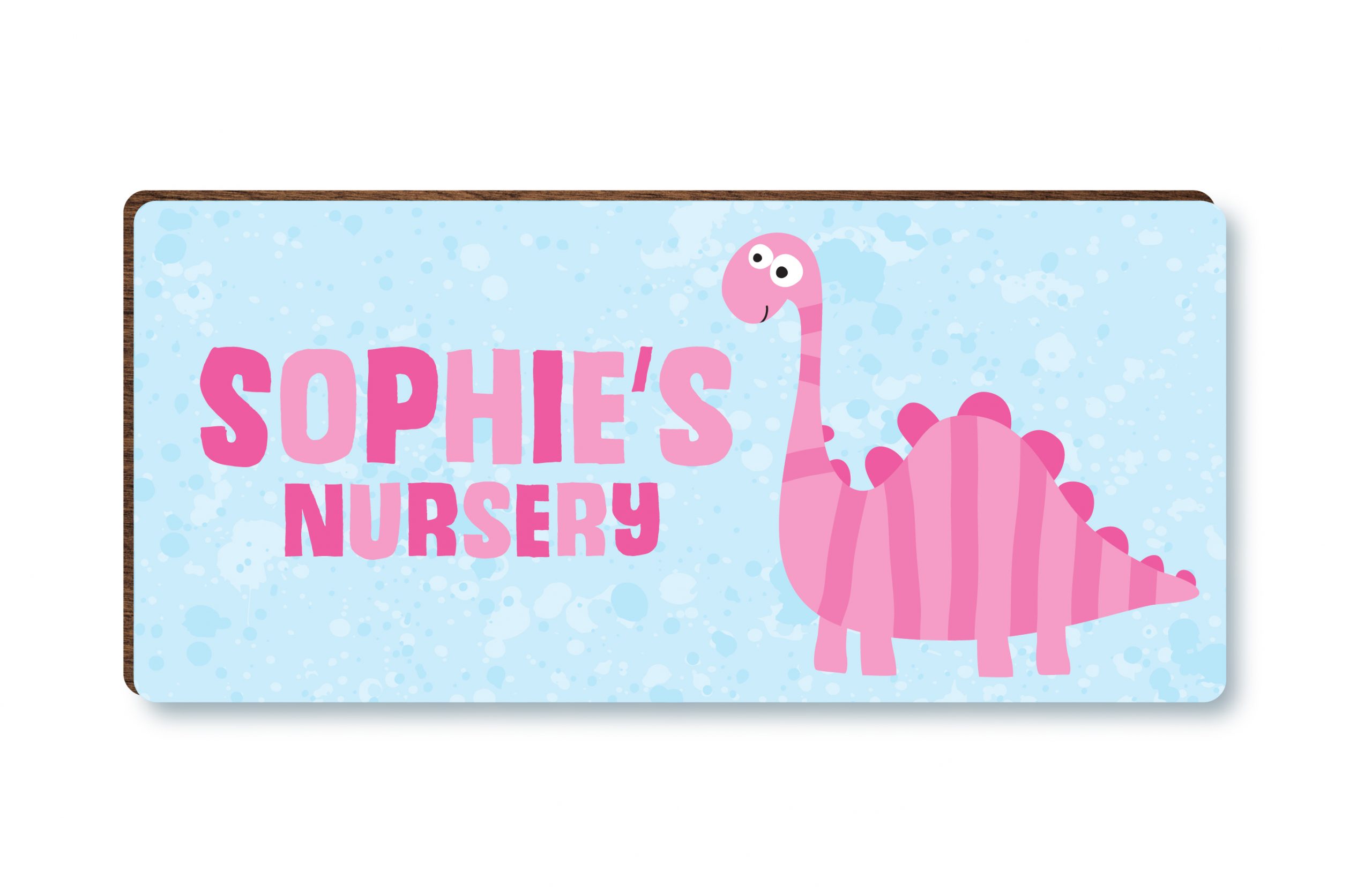 Personalised Dinosaur Baby Girls Wooden Bedroom, Nursery, Door Sign, Plaque, Gift - Image 3