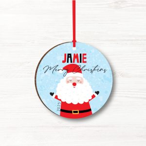 Personalised Father Christmas Wooden Christmas Bauble, Gift