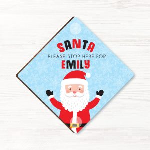 Personalised Santa Please Stop Here Sign, Wood Window Sign with suckers, gift