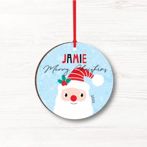 Personalised Father Christmas Wooden Christmas Bauble, Gift