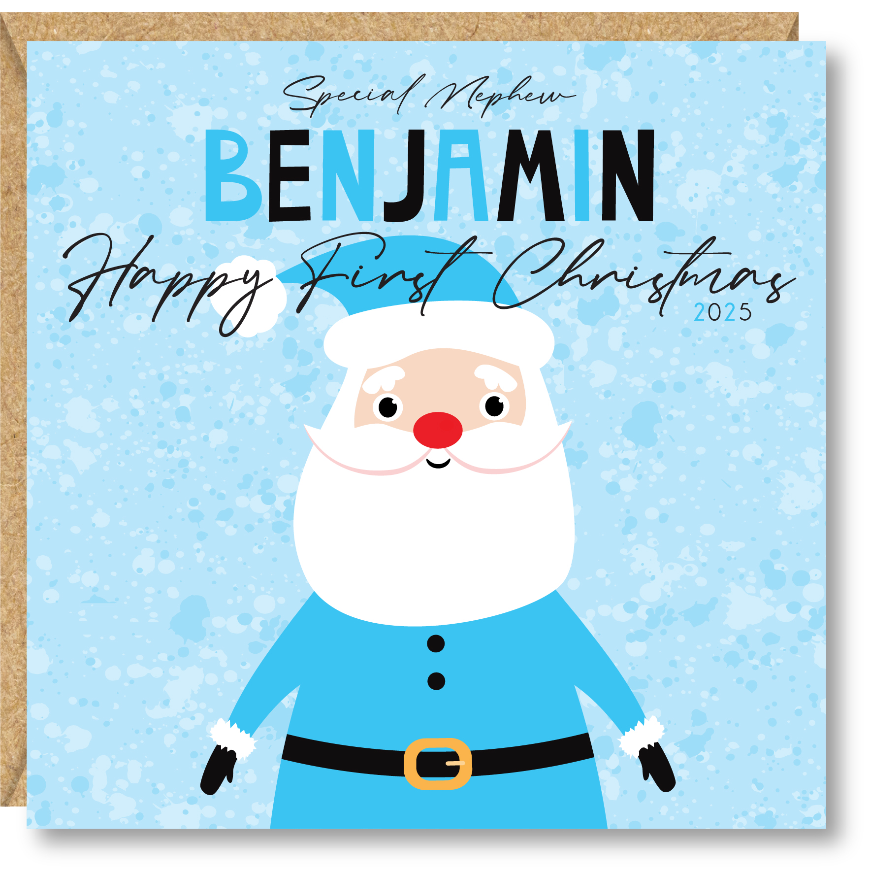 Personalised Boys First Christmas Card, Father Christmas, Son, Nephew, Godson, Brother, Great Grandson, Cousin - Image 2