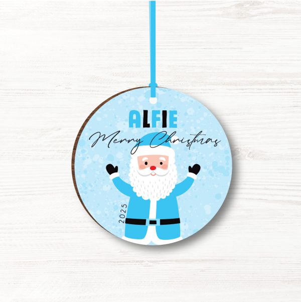 Personalised Father Christmas Wooden Boys Christmas Bauble, Gift