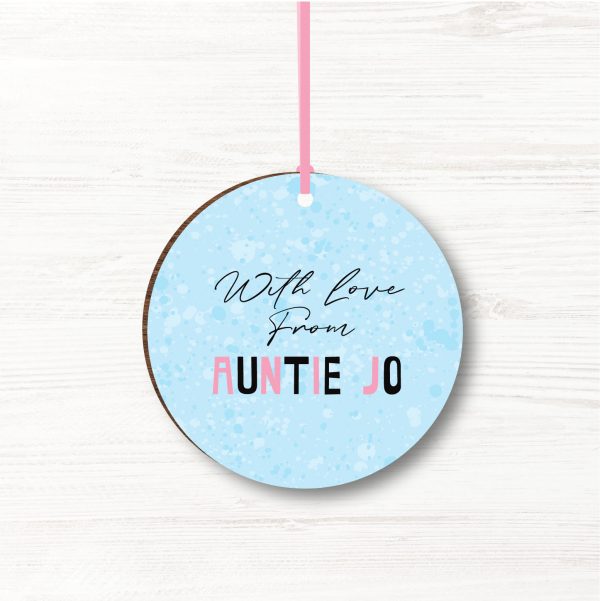 Personalised Father Christmas Wooden Baby Girls First Christmas Bauble, Gift - Image 2