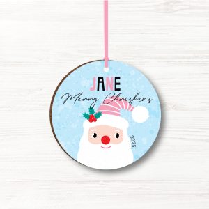Personalised Father Christmas Wooden Girls Christmas Bauble, Gift