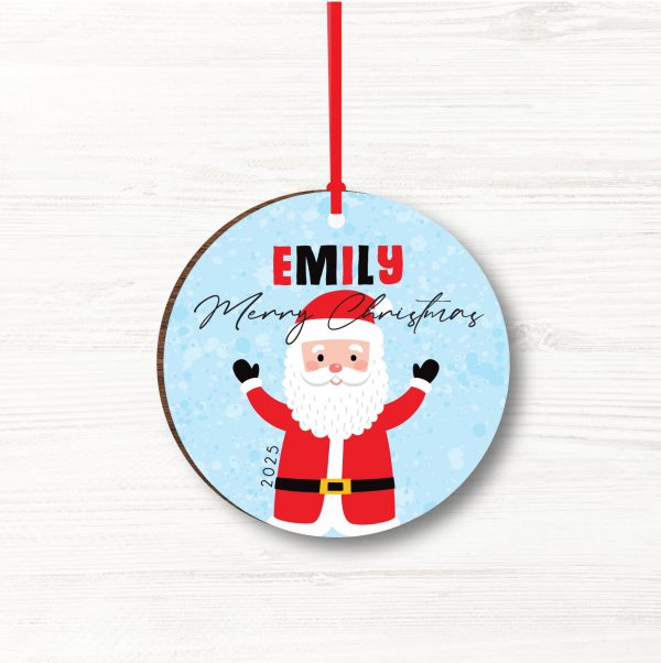 Personalised Father Christmas Wooden Christmas Bauble, Gift