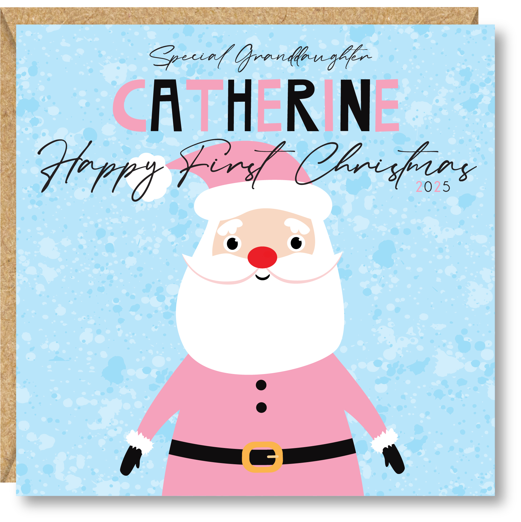 Personalised Girls First Christmas Card, Father Christmas, Daughter, Niece, Goddaughter, Sister, Great Granddaughter - Image 2
