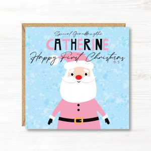 Personalised Girls First Christmas Card, Father Christmas, Daughter, Niece, Goddaughter, Sister, Great Granddaughter