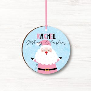 Personalised Father Christmas Wooden Girls Christmas Bauble, Gift