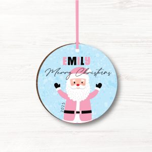 Personalised Father Christmas Wooden Girls Christmas Bauble, Gift