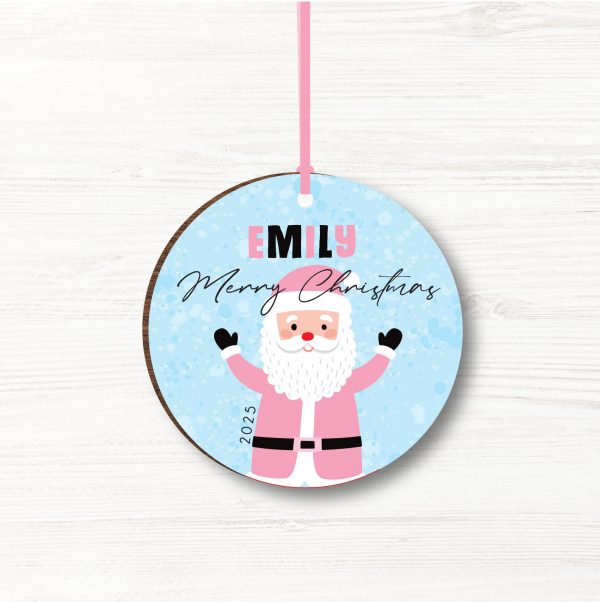 Personalised Father Christmas Wooden Girls Christmas Bauble, Gift