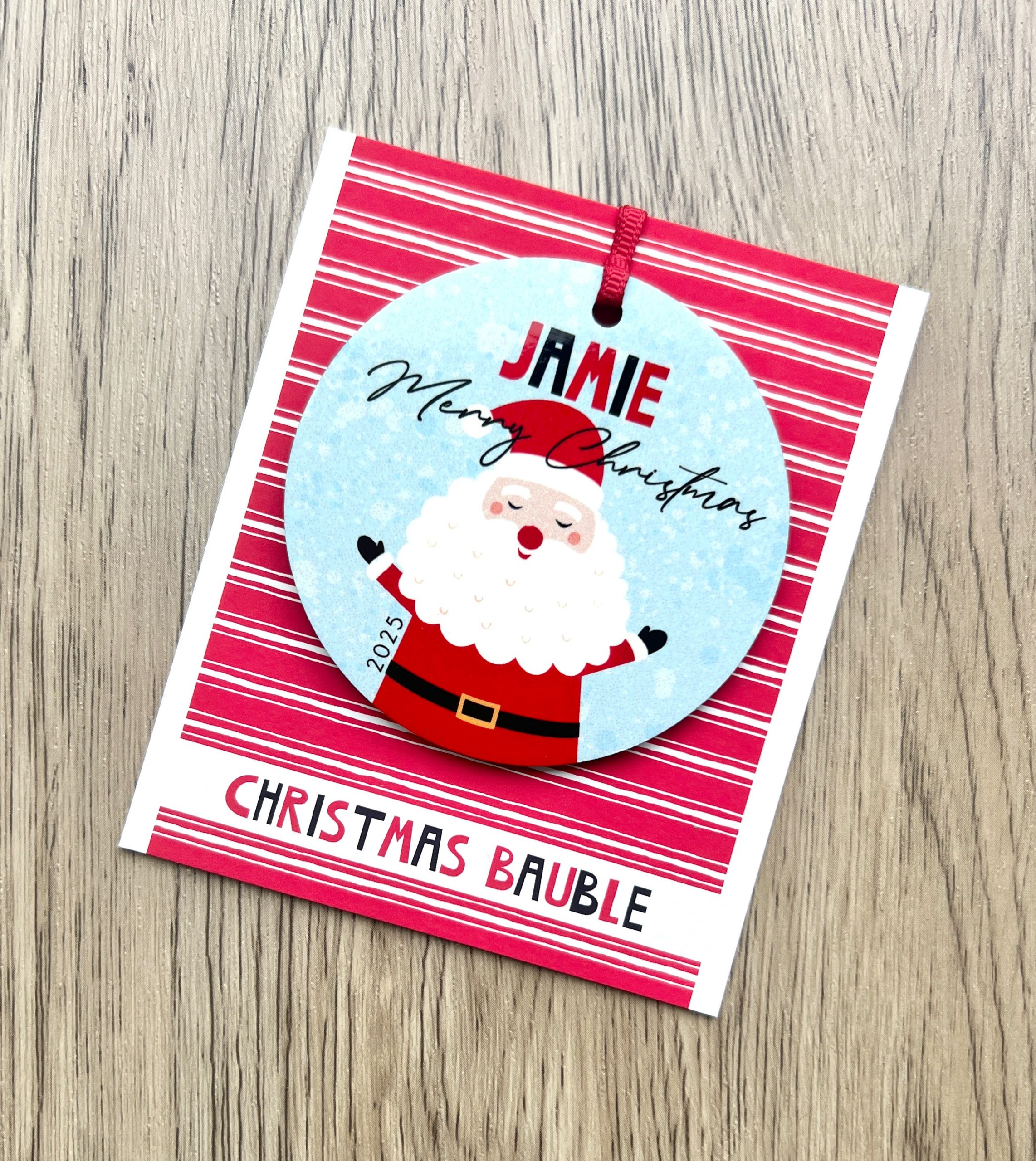 Personalised Father Christmas Wooden Christmas Bauble, Gift - Image 2