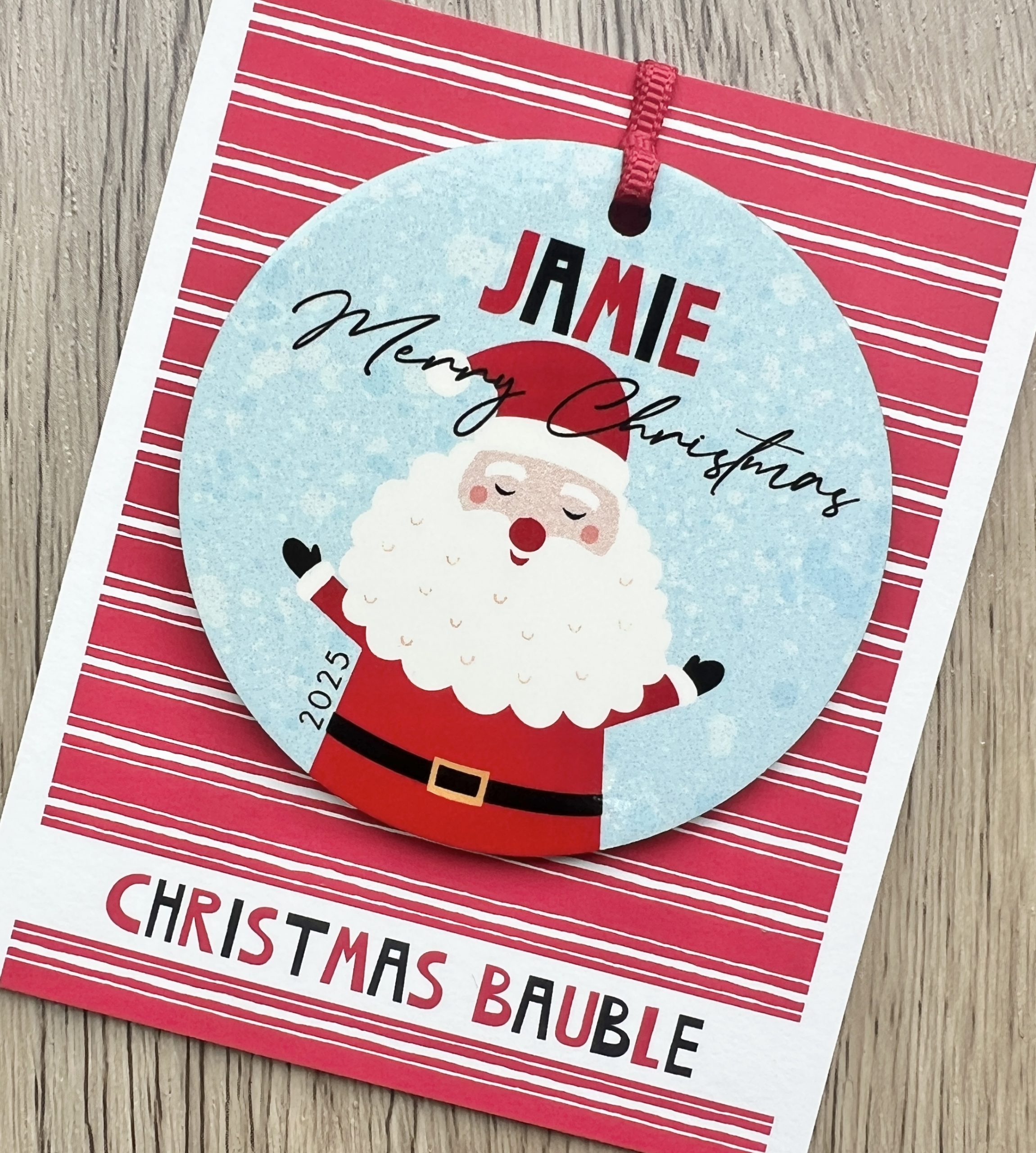 Personalised Father Christmas Wooden Christmas Bauble, Gift
