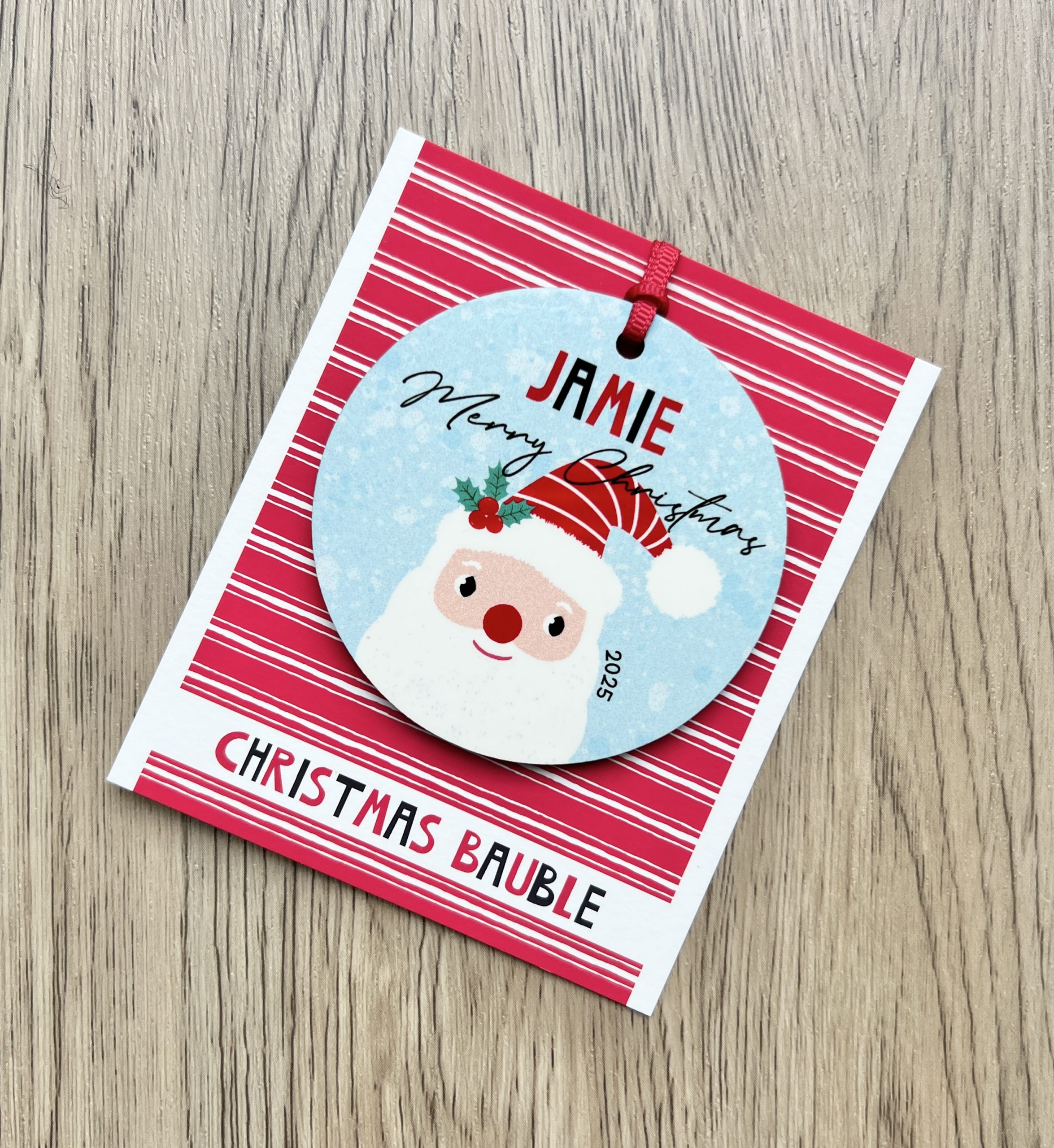 Personalised Father Christmas Wooden Christmas Bauble, Gift - Image 2