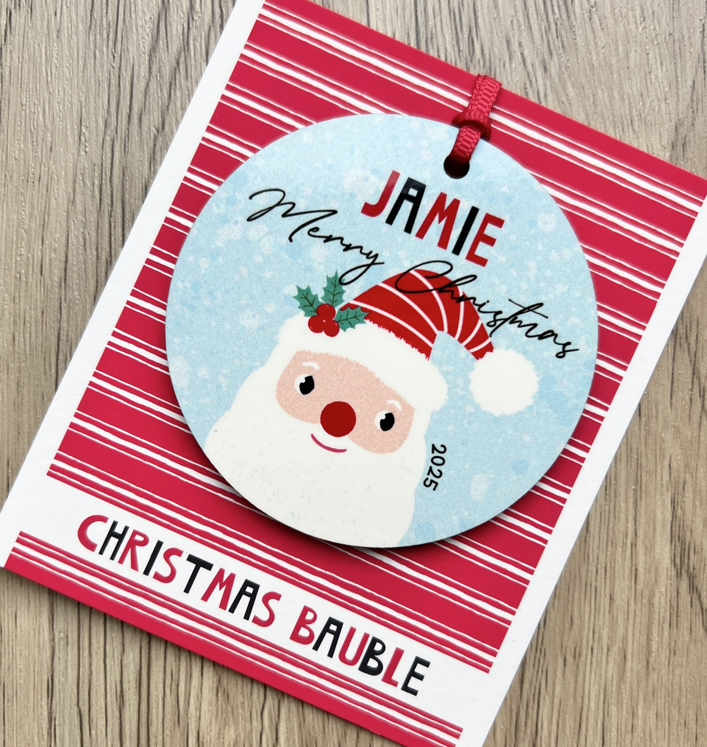 Personalised Father Christmas Wooden Christmas Bauble, Gift