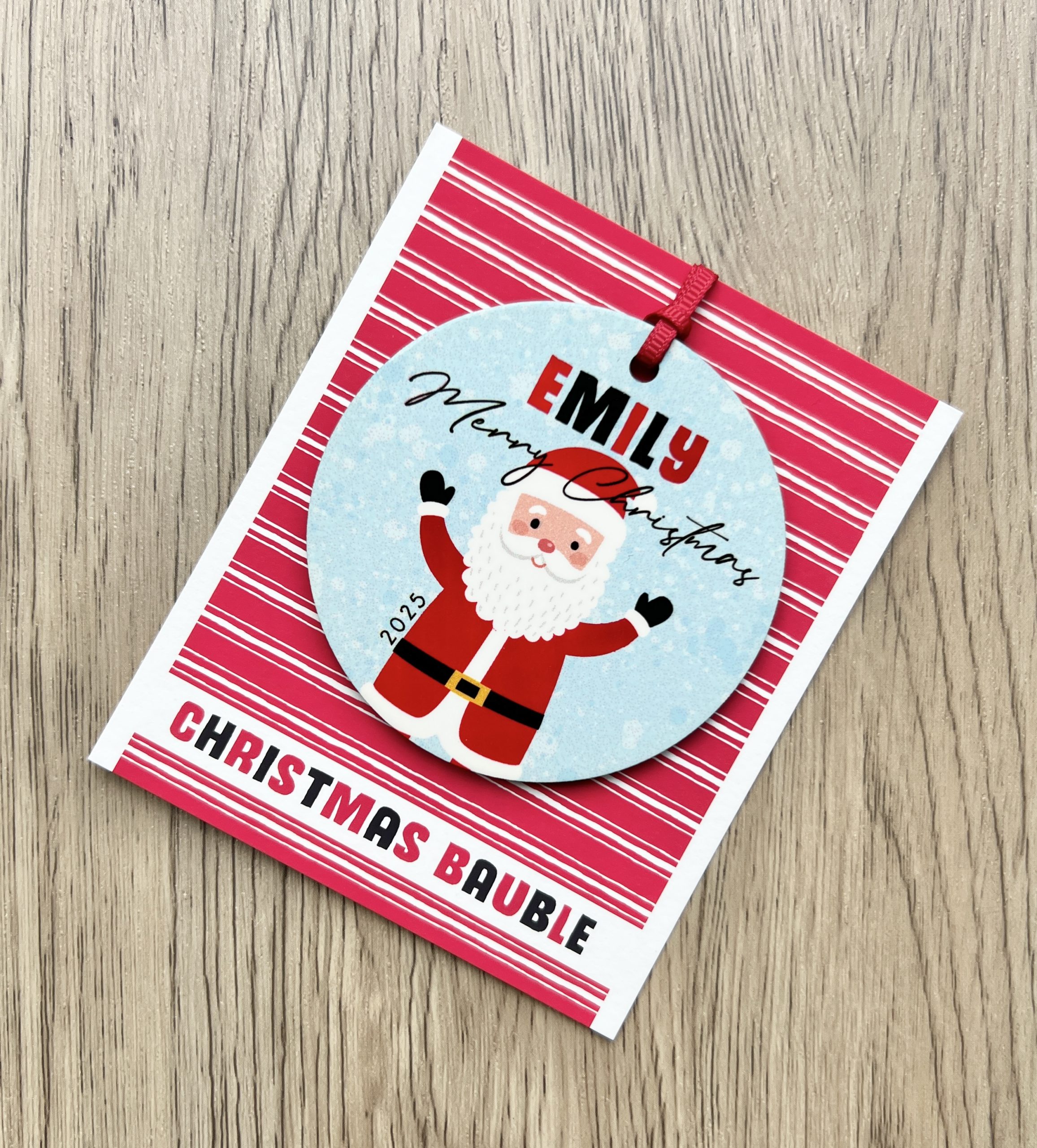 Personalised Father Christmas Wooden Christmas Bauble, Gift - Image 2