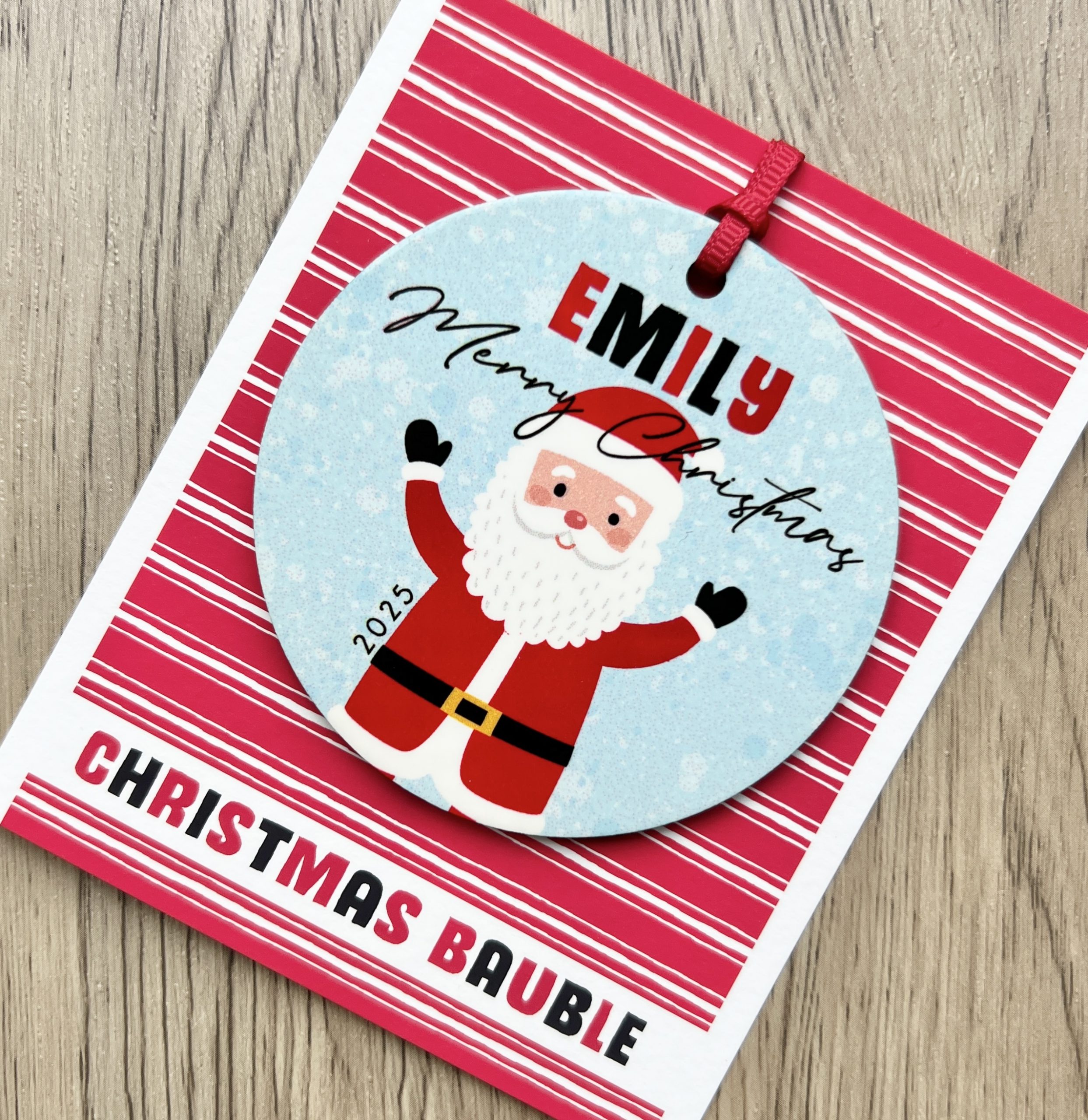 Personalised Father Christmas Wooden Christmas Bauble, Gift