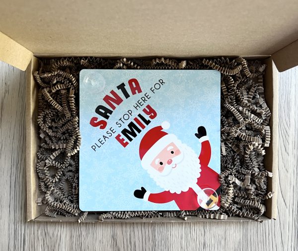 Personalised Santa Please Stop Here Sign, Wood Window Sign with suckers, gift - Image 3