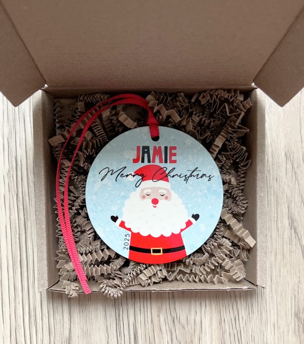 Personalised Father Christmas Wooden Christmas Bauble, Gift - Image 3