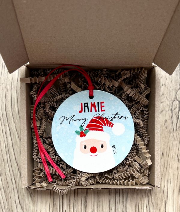 Personalised Father Christmas Wooden First Christmas Bauble, Gift - Image 3