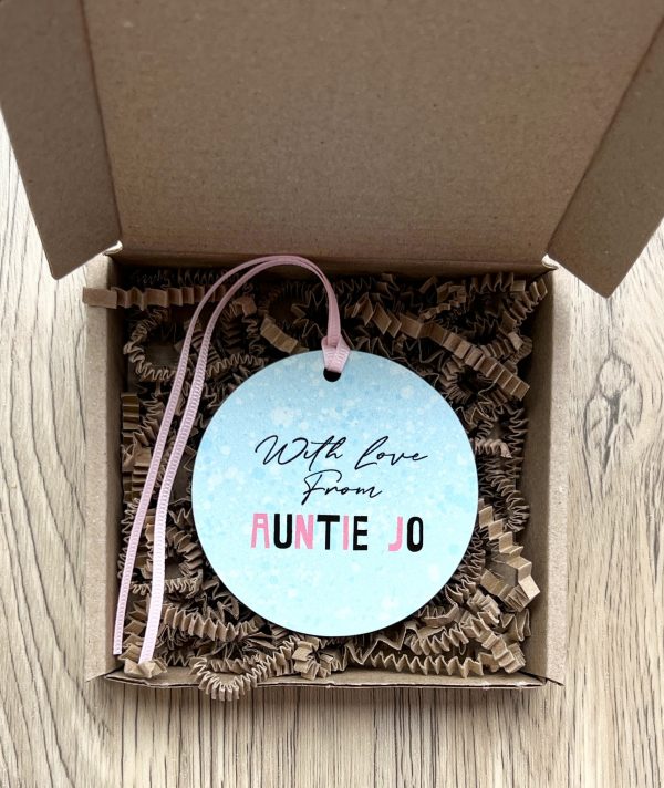 Personalised Father Christmas Wooden Baby Girls First Christmas Bauble, Gift - Image 4