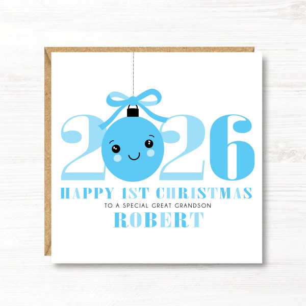 Personalised Boys First Christmas Card, Son, Nephew, Godson, Brother, Great Grandson, Cousin - Image 3