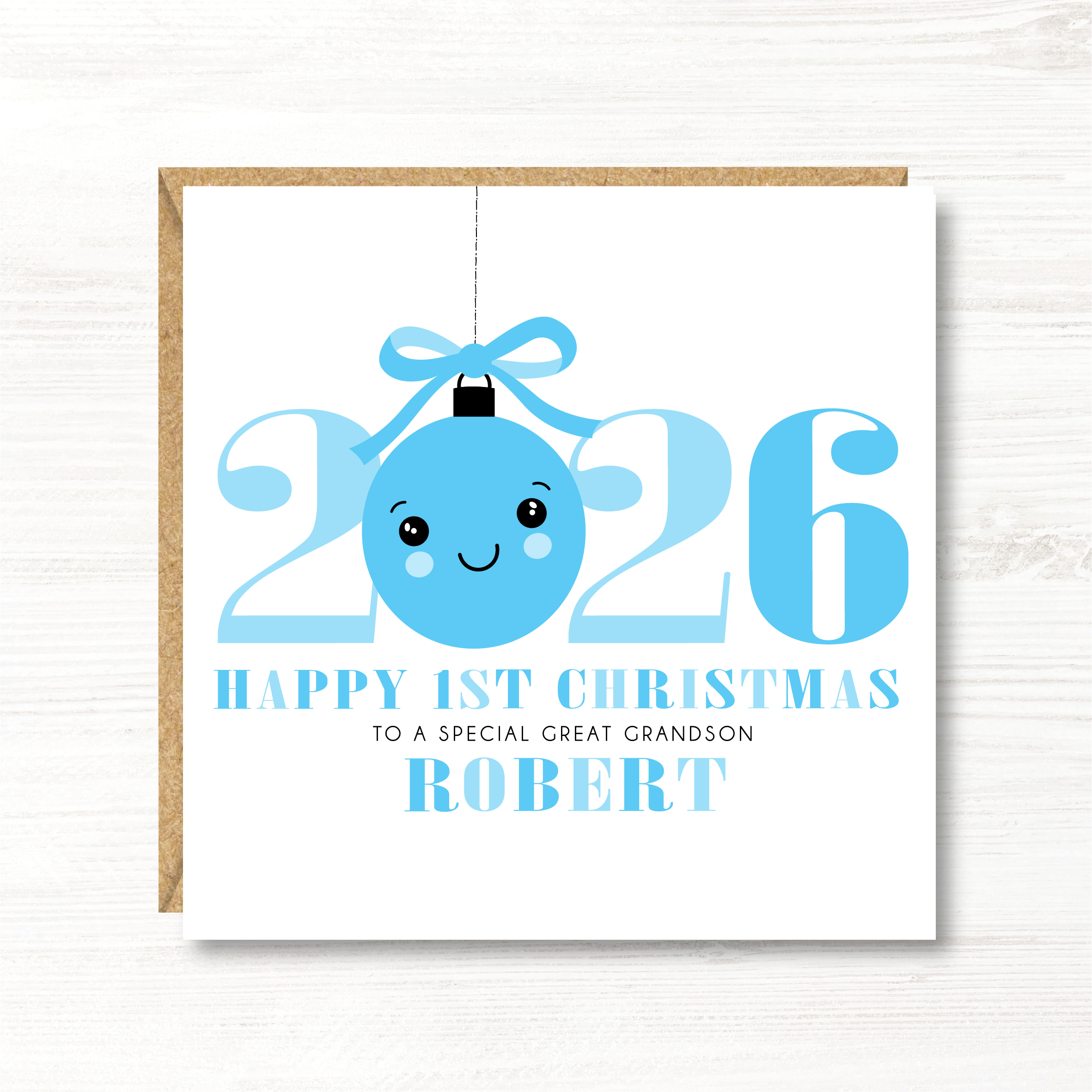Personalised Boys First Christmas Card, Son, Nephew, Godson, Brother, Great Grandson, Cousin - Image 3