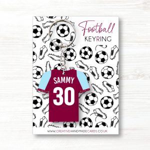 Personalised Handmade Football Keyring, Aston Villa Colours