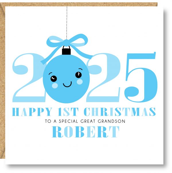 Personalised Boys First Christmas Card, Son, Nephew, Godson, Brother, Great Grandson, Cousin - Image 2