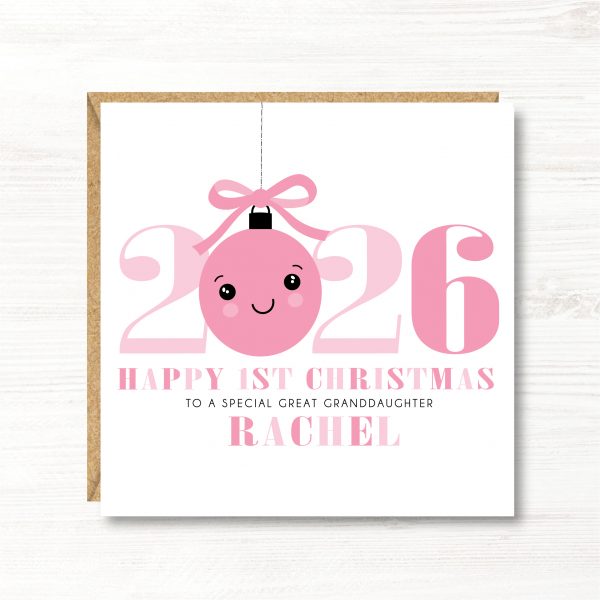 Personalised Girls First Christmas Card, Daughter, Niece, Goddaughter, Sister, Great Granddaughter - Image 3