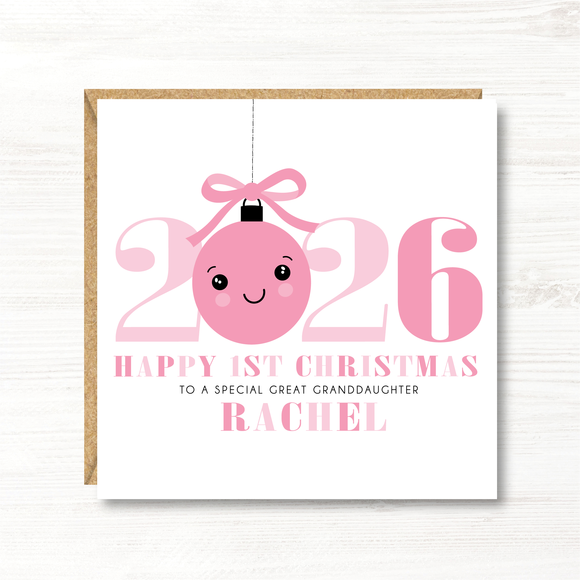 Personalised Girls First Christmas Card, Daughter, Niece, Goddaughter, Sister, Great Granddaughter - Image 3