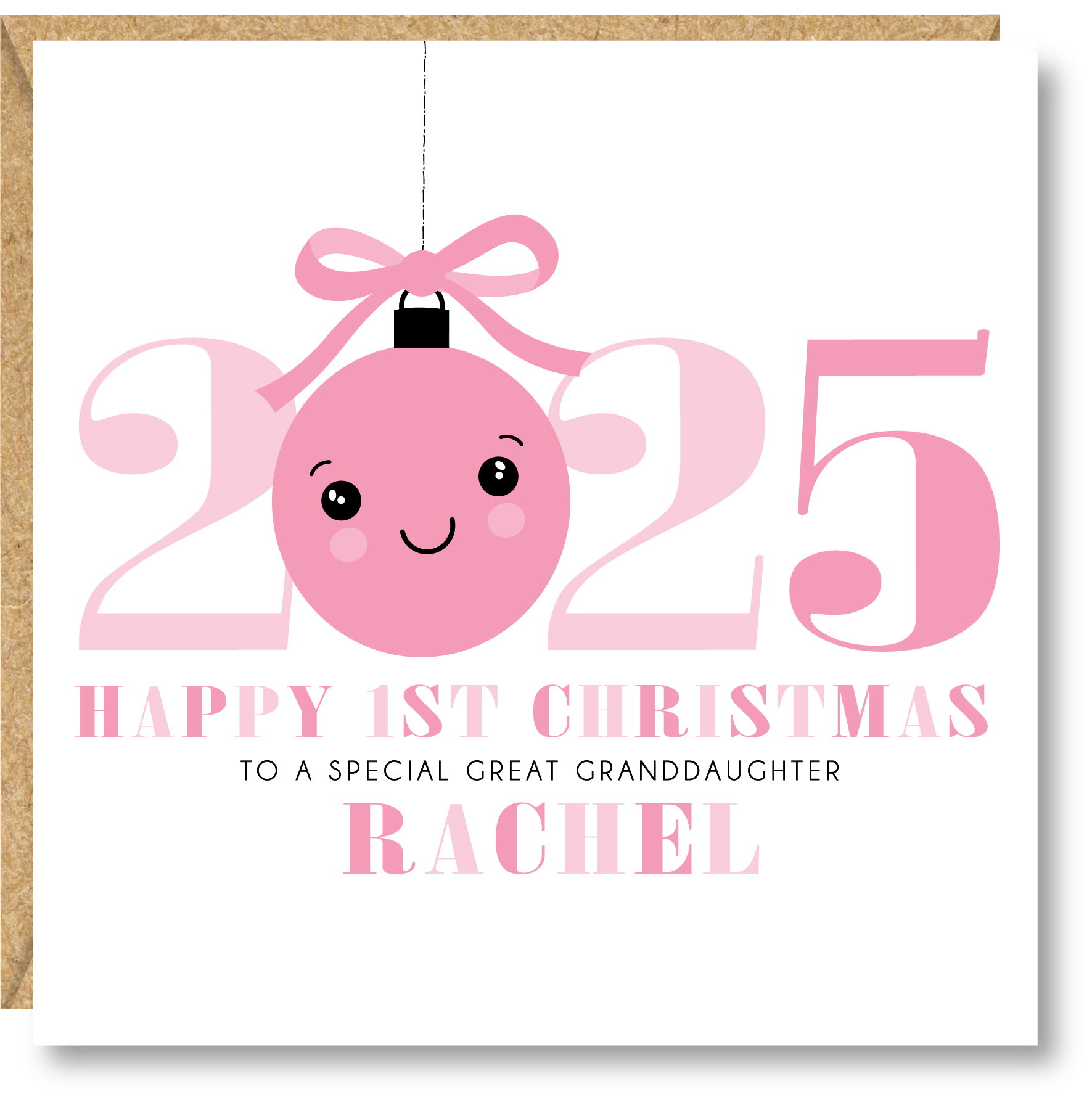 Personalised Girls First Christmas Card, Daughter, Niece, Goddaughter, Sister, Great Granddaughter - Image 2