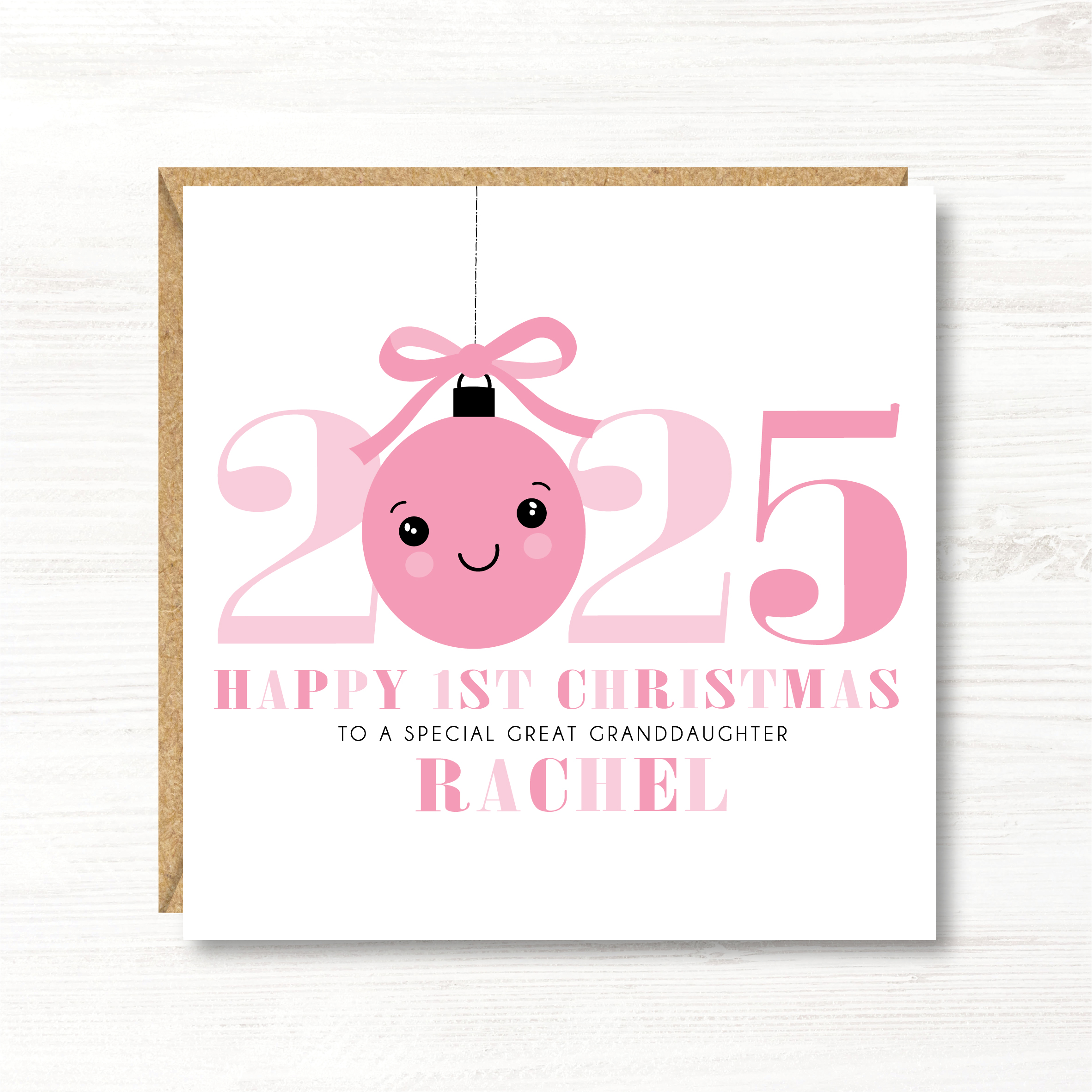 Personalised Girls First Christmas Card, Daughter, Niece, Goddaughter, Sister, Great Granddaughter