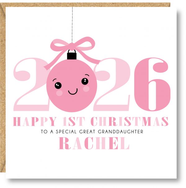 Personalised Girls First Christmas Card, Daughter, Niece, Goddaughter, Sister, Great Granddaughter - Image 4