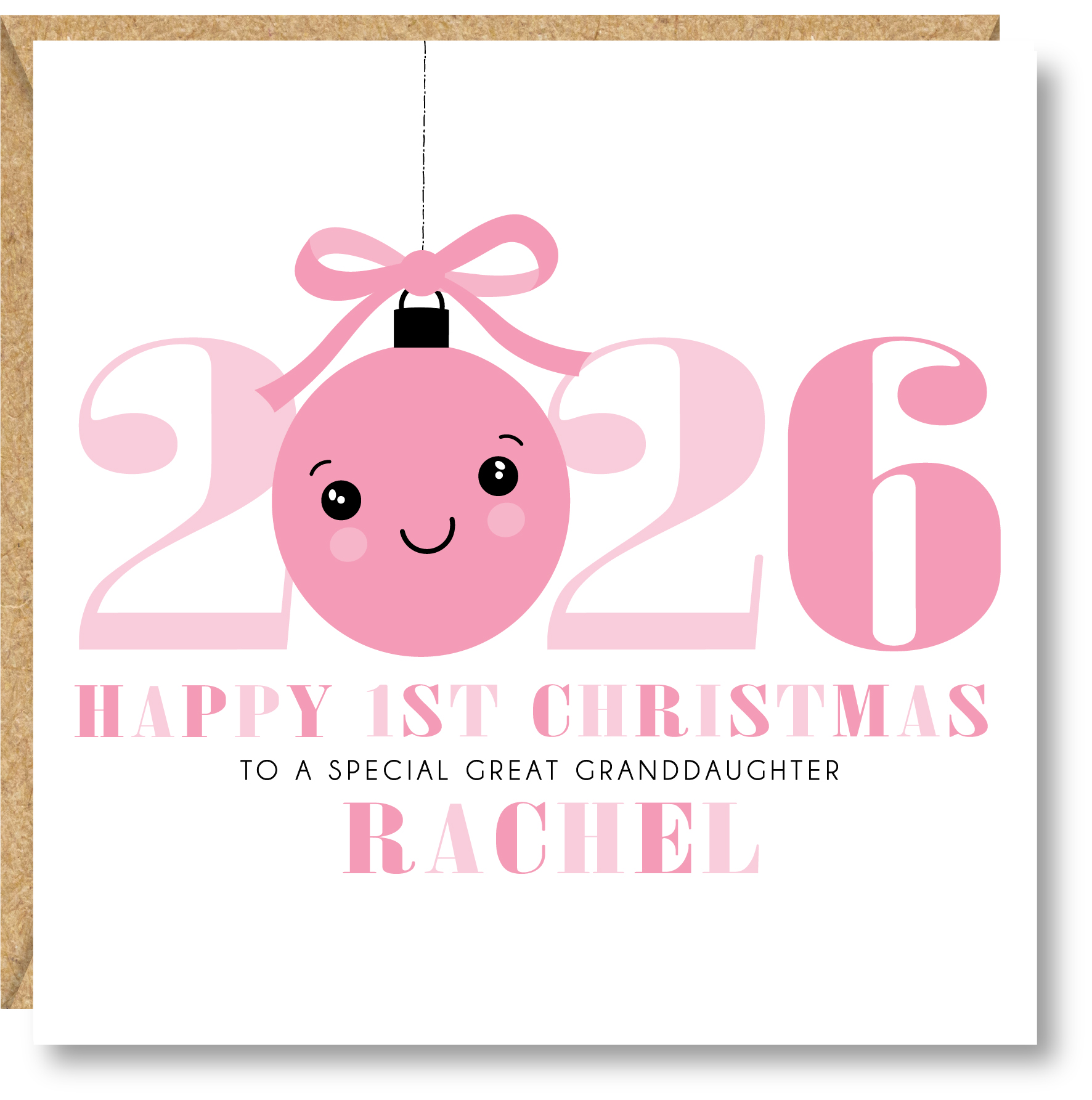 Personalised Girls First Christmas Card, Daughter, Niece, Goddaughter, Sister, Great Granddaughter - Image 4