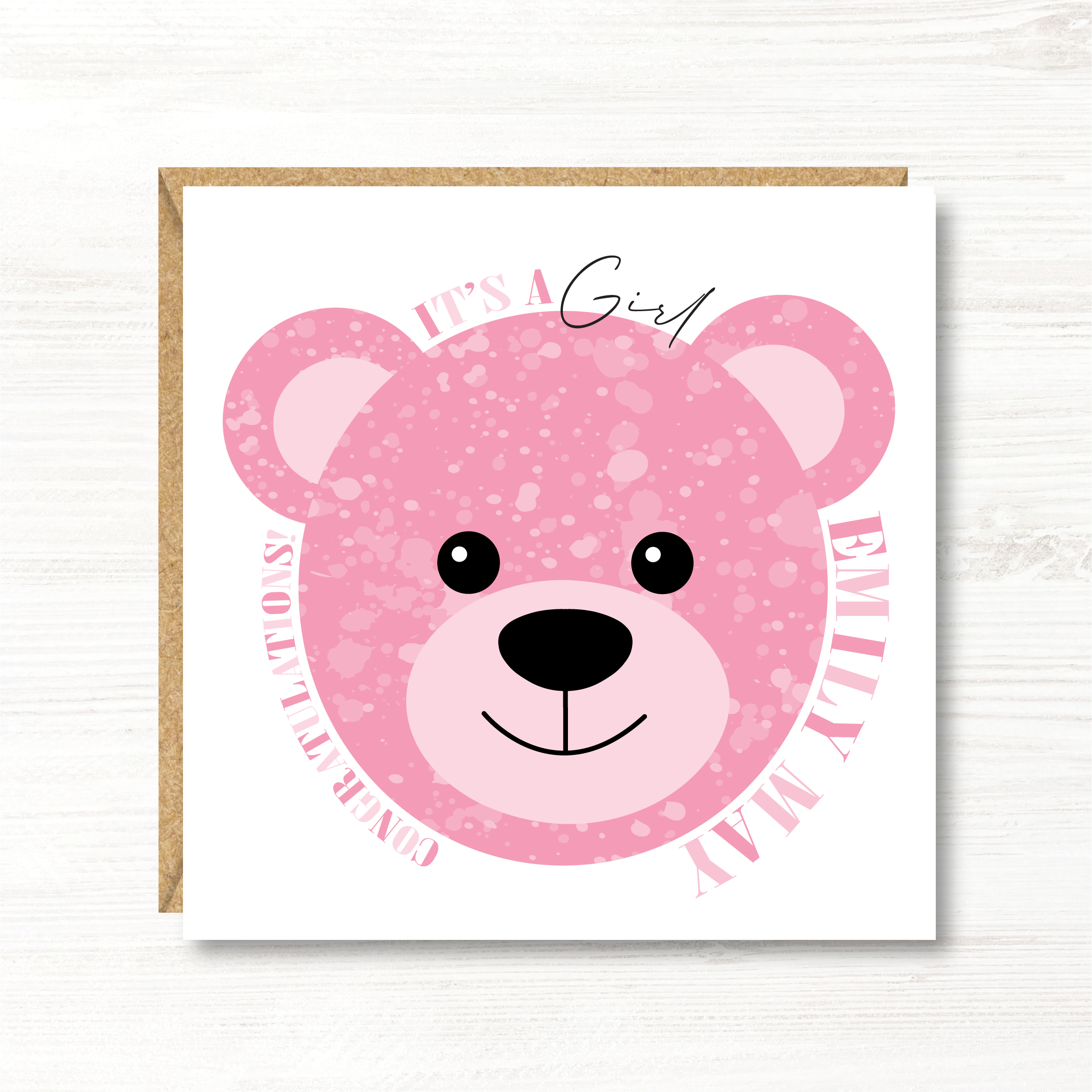 Personalised New Baby Girl Card