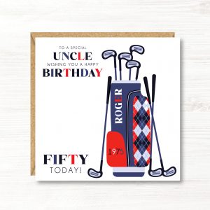 Personalised Golf Birthday Card, 18th, 21st, 30th, 40th, 50th, 60th, 70th, 80th, Gift for Son, Dad, Uncle, Nephew, Friend, Grandson, Brother