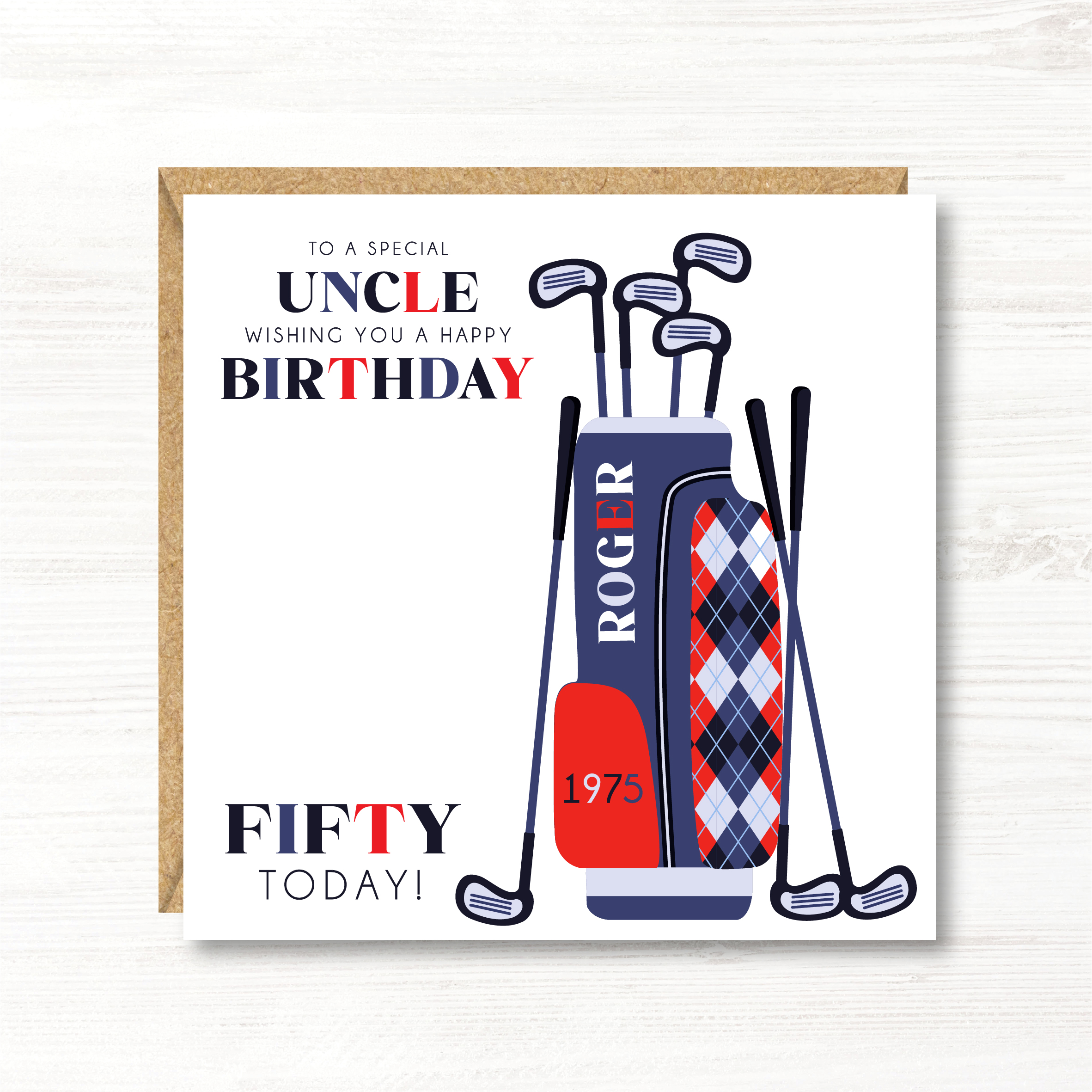 Personalised Golf Birthday Card, 18th, 21st, 30th, 40th, 50th, 60th, 70th, 80th, Gift for Son, Dad, Uncle, Nephew, Friend, Grandson, Brother