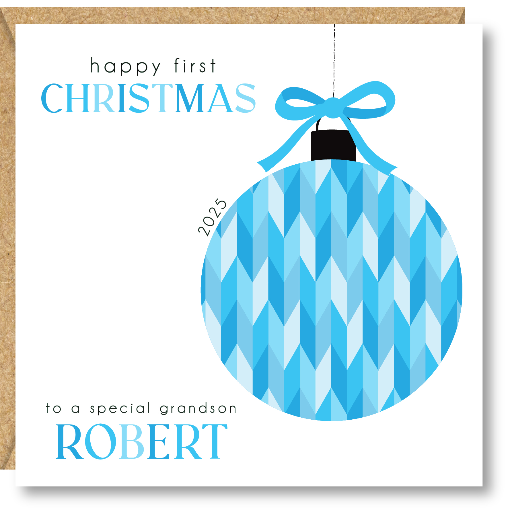 Personalised Boys First Christmas Card, Father Christmas, Son, Nephew, Godson, Brother, Great Grandson, Cousin - Image 2