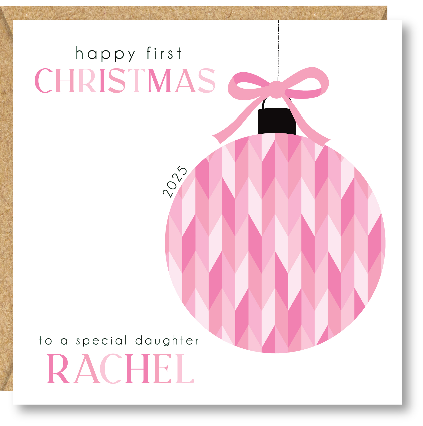 Personalised Girls First Christmas Card, Father Christmas, Daughter, Niece, Goddaughter, Sister, Great Granddaughter - Image 2
