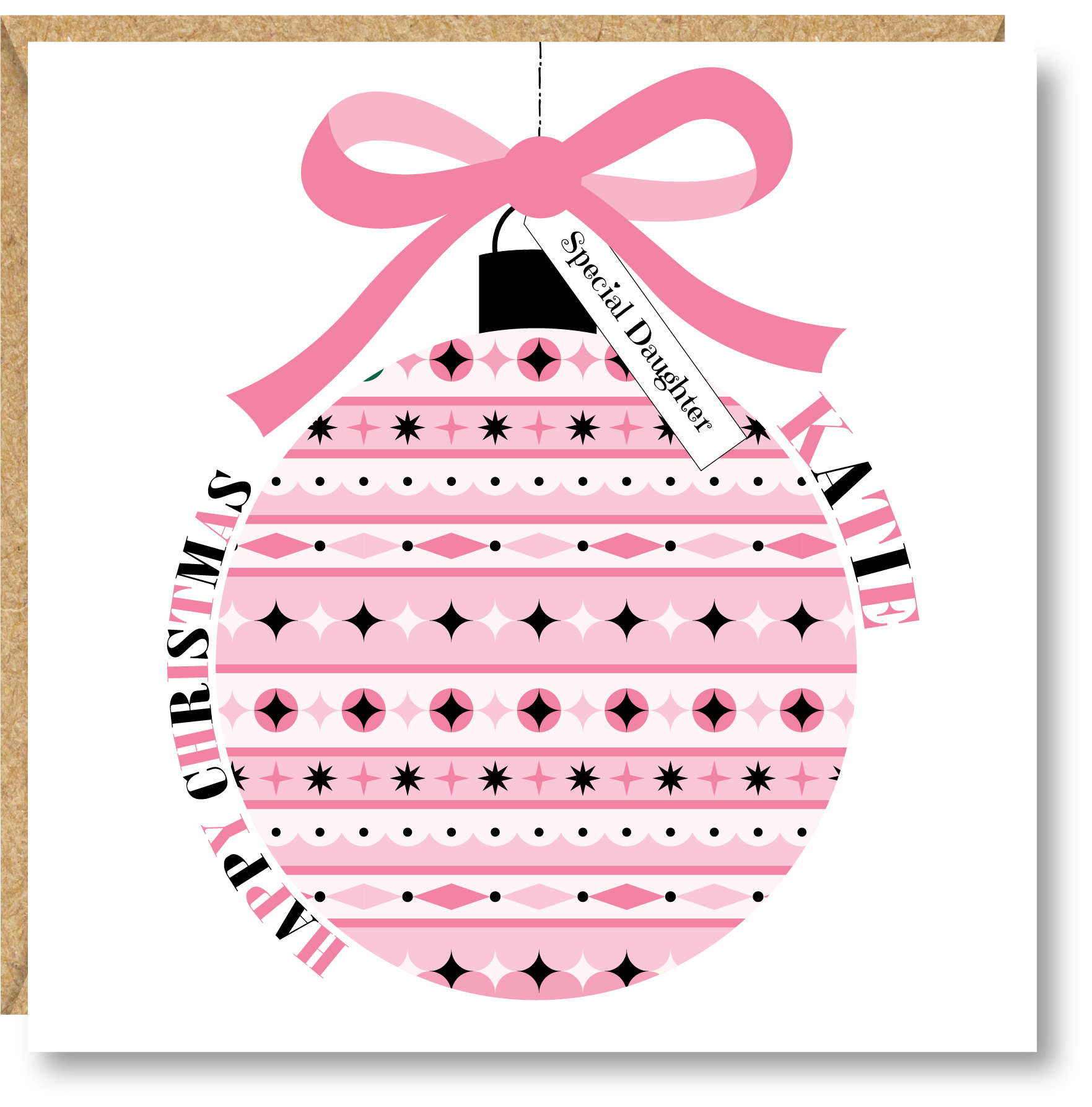 Personalised Girls First Christmas Card, Christmas Card, Daughter, Niece, Goddaughter, Sister, Great Granddaughter - Image 2