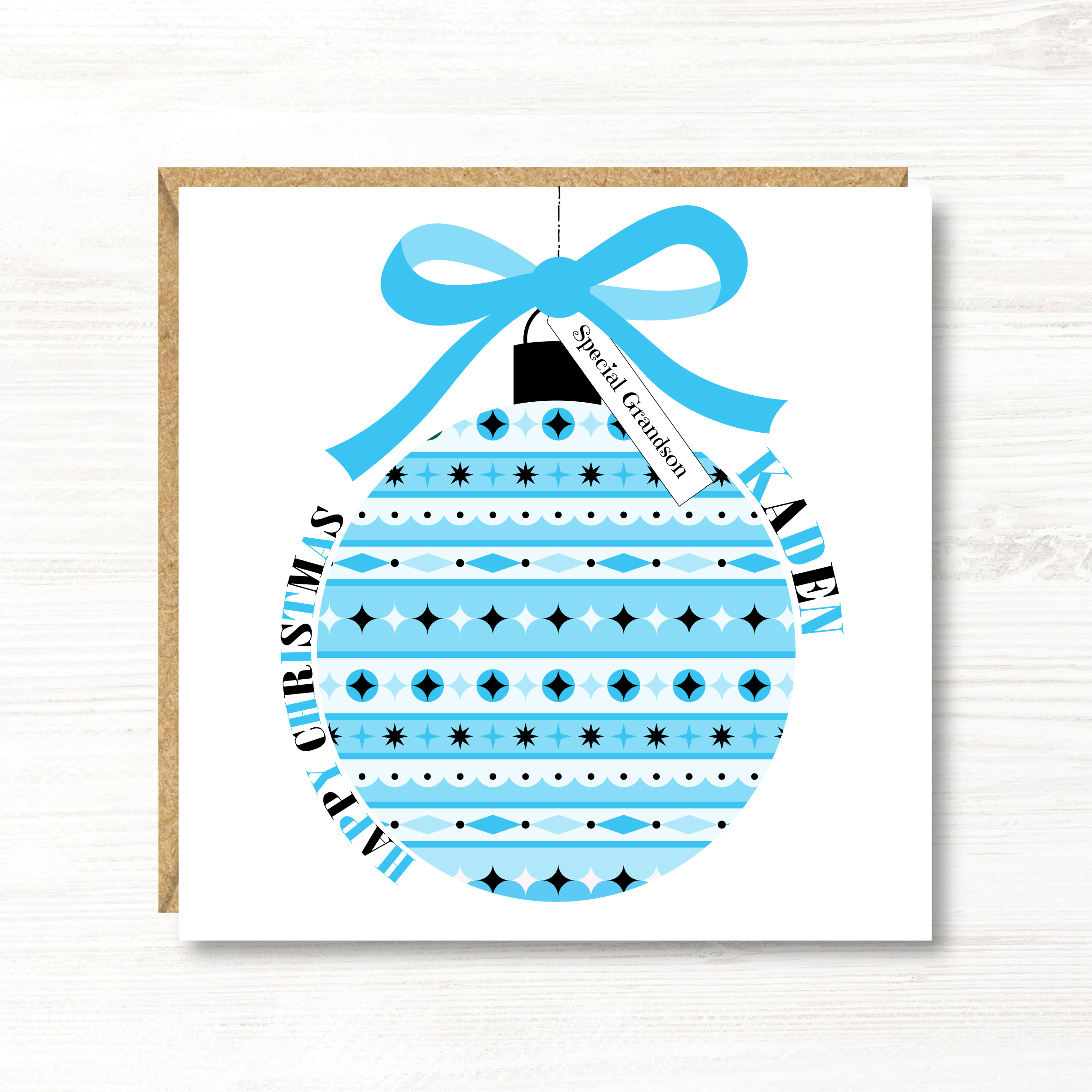 Personalised Boys First Christmas Card, Christmas Card, Son, Nephew, Godson, Brother, Great Grandson, Cousin