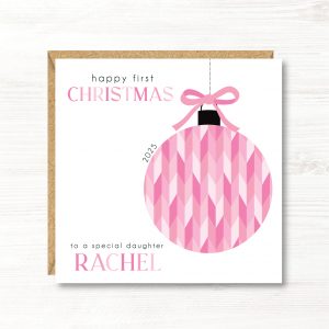 Personalised Girls First Christmas Card, Father Christmas, Daughter, Niece, Goddaughter, Sister, Great Granddaughter