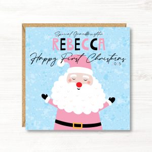 Personalised Girls First Christmas Card, Father Christmas, Daughter, Niece, Goddaughter, Sister, Great Granddaughter