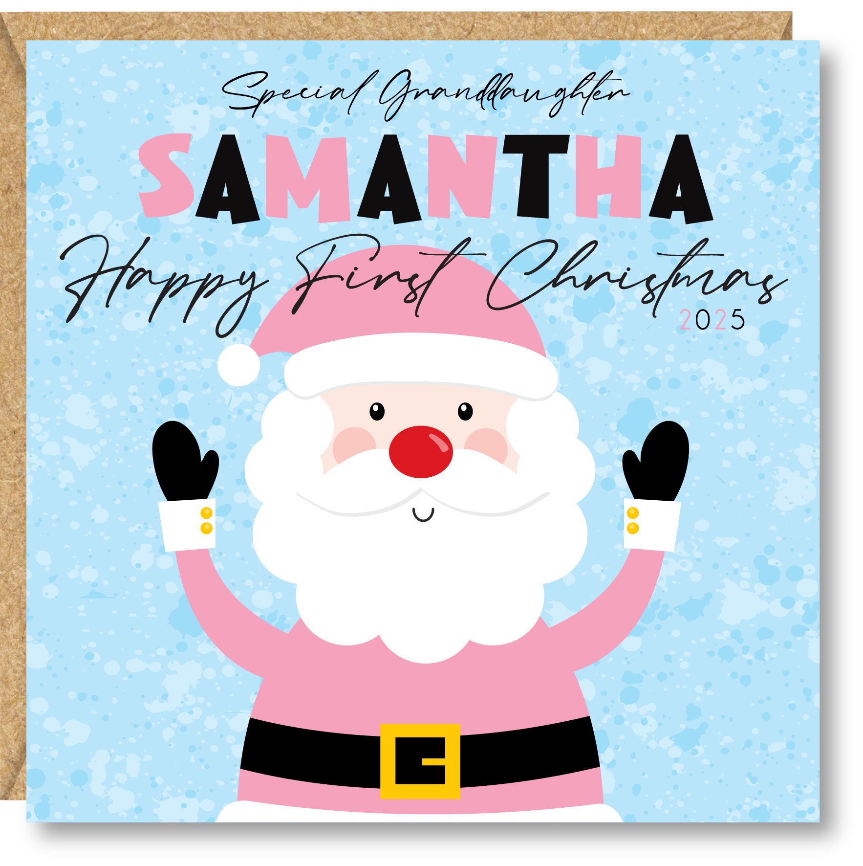 Personalised Girls First Christmas Card, Father Christmas, Daughter, Niece, Goddaughter, Sister, Great Granddaughter - Image 2